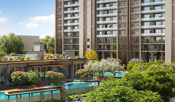 Modern residential high-rise architecture in the Delhi-NCR region.